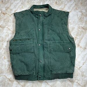 Vintage St Johns Bay Green Utility Vest Men’s Large 90s Outdoor Hunting Workwear